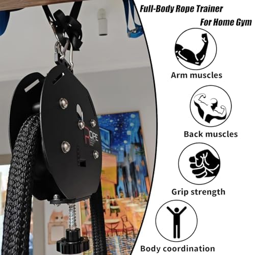 Adjustable Pulley System for Home Gym - Cable Machine with Endless Rope, Door Mount Suspension Trainer for Functional Upper Body & Coordination Workouts