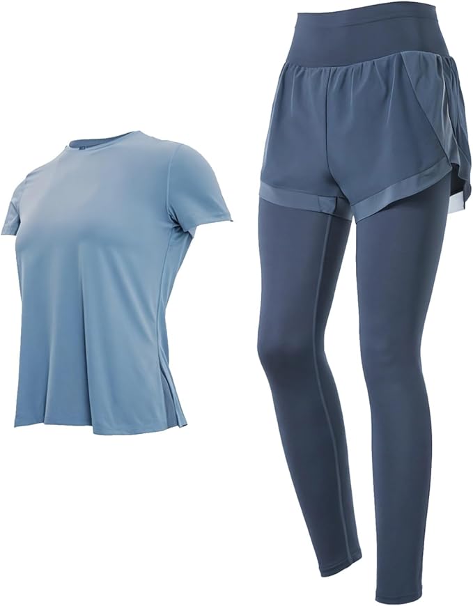 Women'S 2-Piece Black Outfit, Short Sleeve Pilates Set, Breathable Polyester/Spandex Fabric, Casual & Sportswear In Xxl