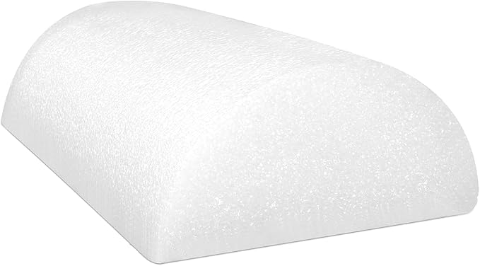 CanDo White PE Foam Rollers for Exercise, Finess, Muscle Restoration, Massage Therapy, Sport Recovery and Physical Therapy for Home, Clinics, Professional Therapy Half-Round 6" x 12"