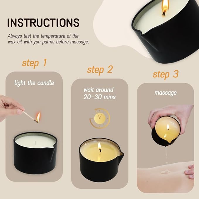 Scented Massage Oil Candle for Body SPA, Low Temp Massage Wax for Skin Care, Nourishing Soybean Oil Coconut Oil Based Candle, Self Care Gifts for Women & Men 6.35 OZ (Vanilla)