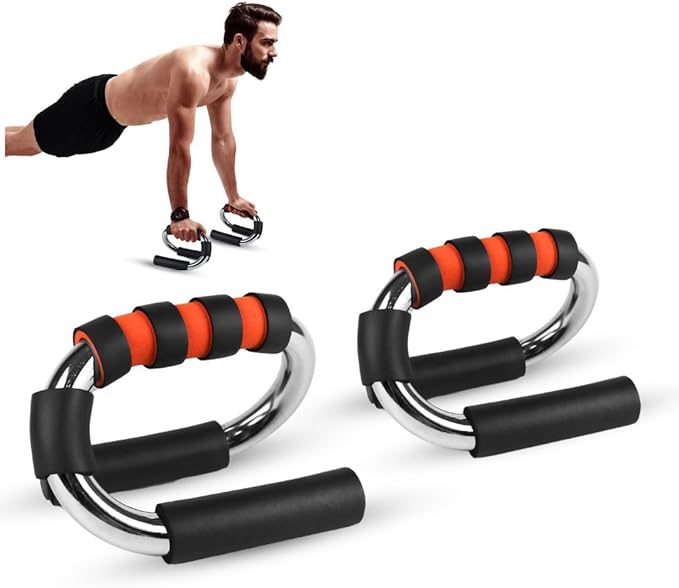 SQUATZ Steel S Shape Push-Up Stands Bars with Foam Grip Handle Portable Strength Anti Slip Push-Ups Brackets Handle for Floor Press-Up Bars Training Equipment for Chest, Arm, Hip Exercise, Set of 2