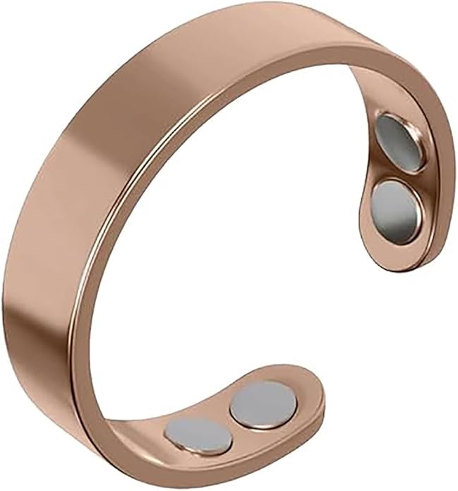 Stainless steel lymphatic magnetic therapy ring, adjustable fatigue relief sleep magnetic finger ring, open magnet unisex ring