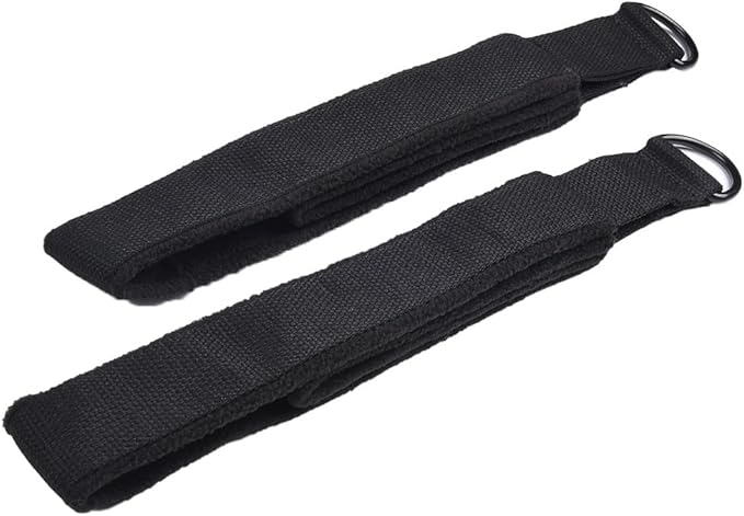 Double Loop Pilates Foot Straps Reformer Fitness Equipment, 2-Pack Cotton Webbing with for Polar Fleece, for Most Pilates Beds, Black