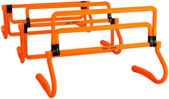 Multi Level Mini Speed and Agility Hurdles – Pack of 3 Orange Height Adjustable Multi Sports Hurdles 6 Inches, 9 Inches and 12 Inches - Light Weight Carry Bag Included.