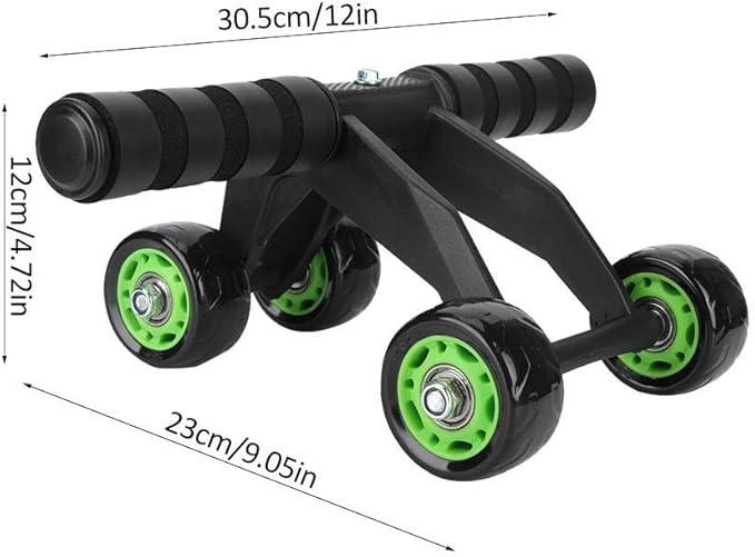 Ab Roller for Abs Workout - 4 Wheel AB Wheel Roller - Workout System - with Knee Protection Pad - Home Gym Workout Exercise Equipment - Abdomen Muscle Training - for Men/Women(Green+Black)