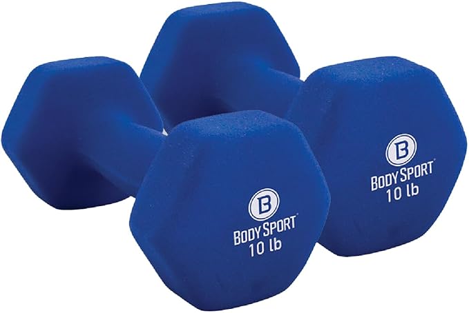 Body Sport Neoprene Dumbbell Weight - Latex-Free, Strength Training Equipment for Home Fitness & Gym Workouts
