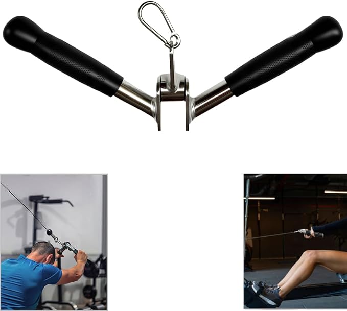 qibylift Barbell Multi-Exerciser Cable Attachment For Cable Machines, Lat Pull Down Bar Cable Machine Attachments, Tricep Press Down Bar, Revolving Straight Curl Pulldown Bar with Rotating & Rubber Handle Grips