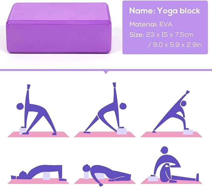 5 Piece Yoga Equipment Set EVA Blocks Cotton Stretching Strap Non Slip Knee Pad Pilates Fitness Kit