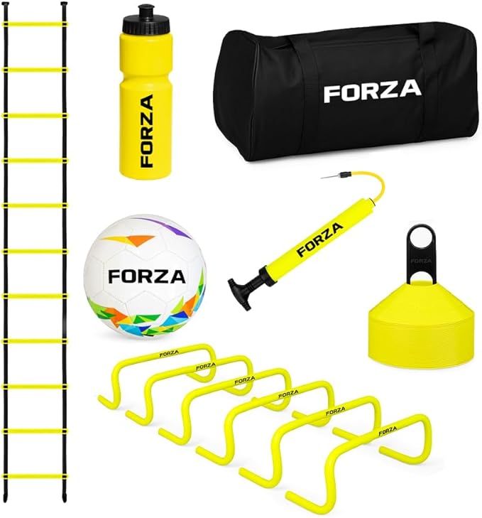 FORZA Multi-Sport Training Equipment Set – Speed Hurdles, Agility Ladder, Garden Soccer Ball, Cones, Ball Pump, Water Bottle & Carry Bag | Durable Training Gear for Soccer, & Agility Drills
