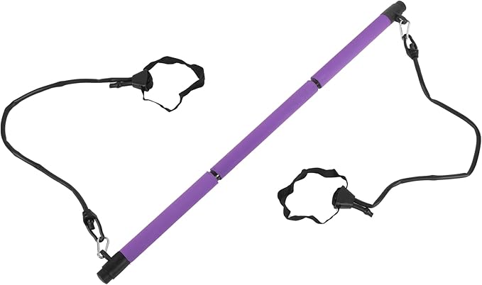 Adjustable Pilates Bar Portable 3 Sections Pilates Workout Stick Body Building Puller Yoga Pull Rods for Home Gym Office Travel Fitness Equipment Steel Pipe Foam 35 Inches