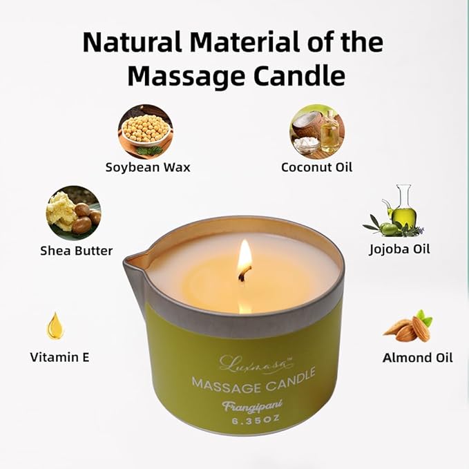 Massage Candle for Body Treatment-Jojoba Oil Infused Nourishing Lotion Candle Gift 6.35OZ (Frangipani Scent)