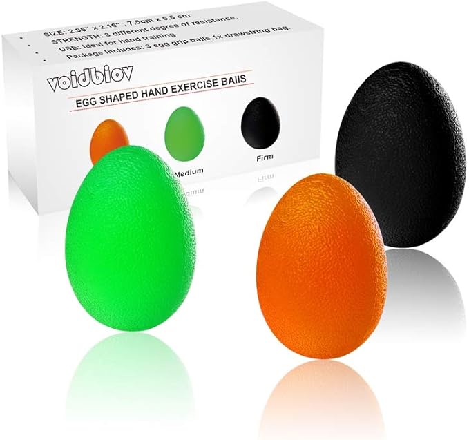 Hand Squeeze Stress Balls Set with Carry Bag 3 Resistance, Finger Wrist Arthritis Therapy Rehab Exerciser, Carpal Tunnel, Stroke Rehabilitation Equipment