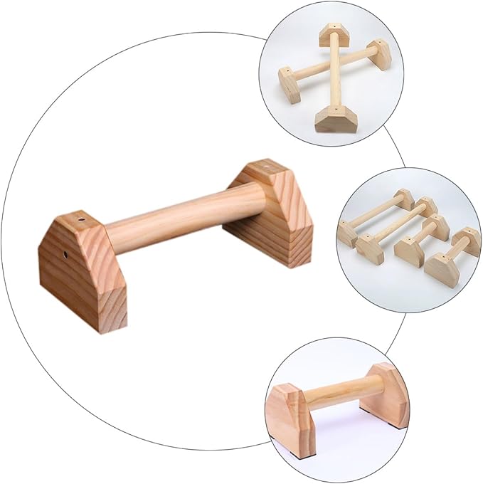 SUPVOX Pine Wood Push-up Brackets 30cm Pair, Indoor Push-up Stands for Home Fitness, Muscle Trainer Exercise Equipment with Non-slip Grip Bars for Strength Training