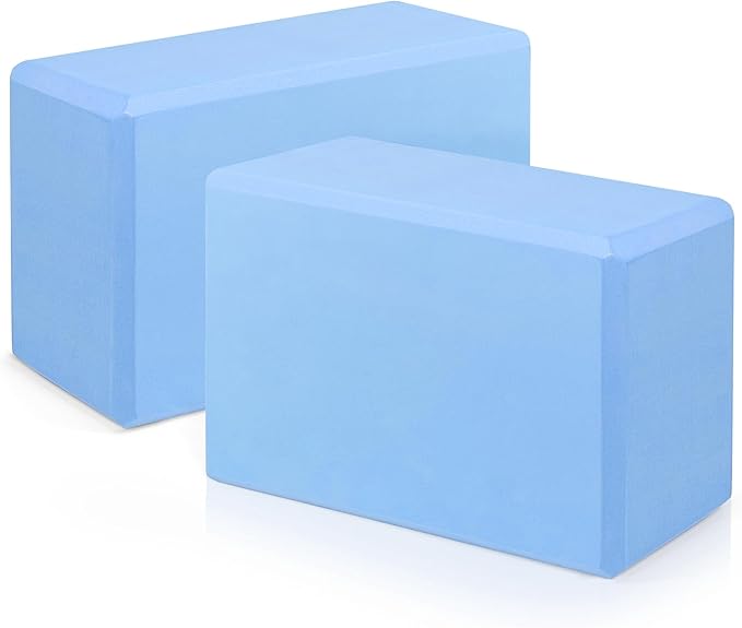 Yoga Blocks 2 Pack 9x6x3 Inches, Sturdy Foam Yoga Block, Premium EVA, Non Slip High Density for Pilates Meditation, Stretching and Toning