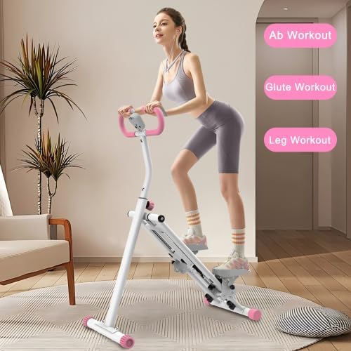 Home Foldable Stair Stepper Machine - Vertical Climber for Full Body Workout, 265 lbs Capacity w/LCD Display & Adjustable Handlebar, Compact Home Gym Equipment for Legs, Abs, Cardio