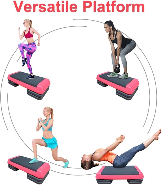 Adjustable Aerobic Step Platform with 4 Risers – Non-Slip Fitness Trainer for Home Workouts, Cardio & Strength Training