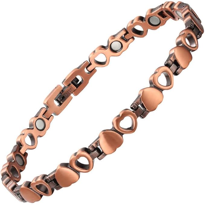 Copper Ankle Bracelet Women, 99% Pure Copper Heart Shape Magnetic Anklet, Fashion Jewelry Present (0086Q)