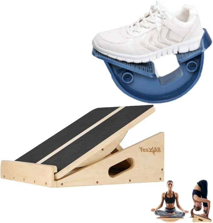 Yes4All 2-in-1 Professional Wooden Balance Board + Foot Rocker Navy