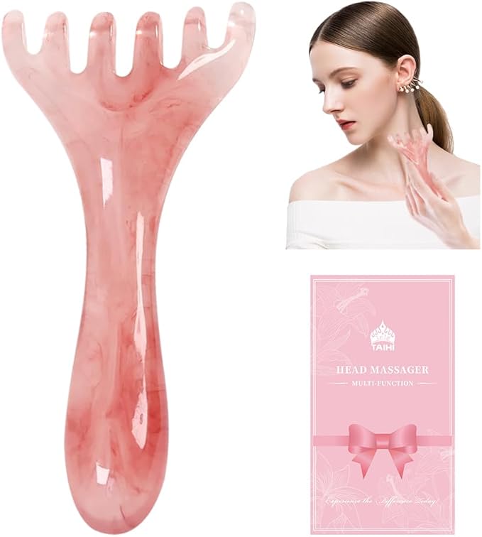 TAIHI Scalp Massager, Manual Head Massager Gua Sha Tool, Natural Resin Scalp Comb for Hair Growth, Body Relaxing, Neck Shoulder Relief, with Gift Box for Family Friends