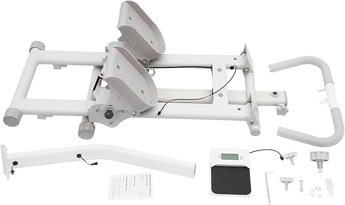 Home Stair Stepper, Foldable Vertical Climber, 120kg Load Bearing 7.4inch Non-Slip Pedals 45° Incline Commercial Multi-Level Adjustable Height Freestanding Cardio Exercise Machine W/Phone Rack, White