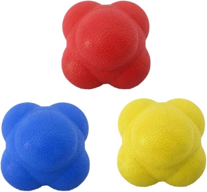 SUPVOX 3pcs Sided Reaction Ball Reflex Training Balls for Fitness Sports Boys and Girls Bounce for Reflexes Agility Hand-Eye Coordination