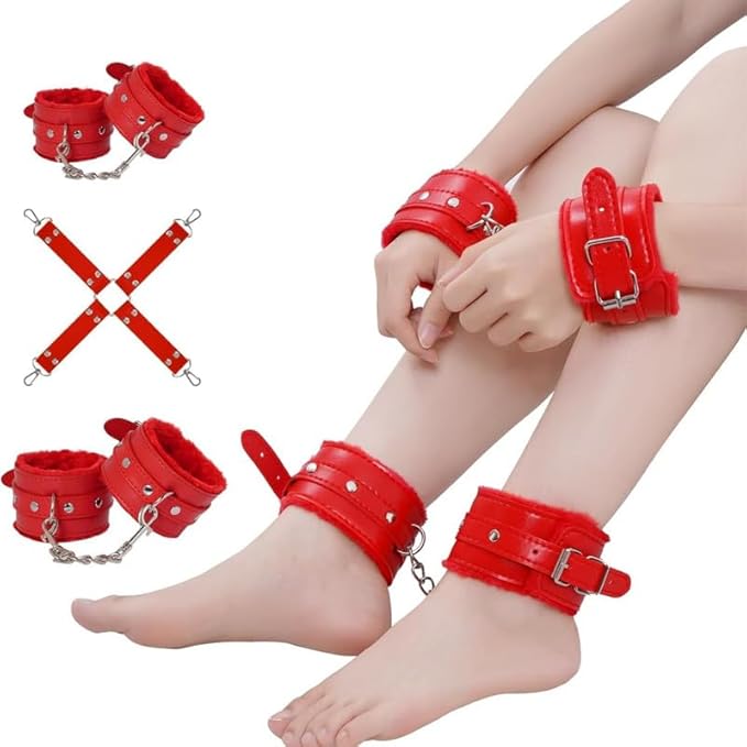 Pilates 11 Piece Fashion Design Leather Combination Set (Red), Fun Cosplay Racket Accessories, Wrist and Hip Yoga Supplies, Couple Gifts