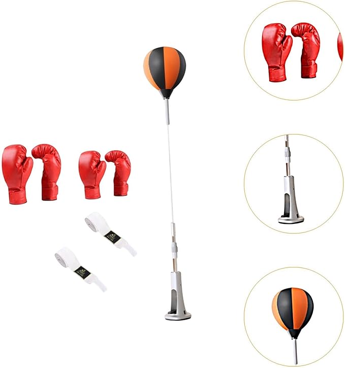 Boxing Reaction Ball Target with Gloves Vertical Agility Floor Standing Boxing Equipment Speed Ball for Fitness MMA Home Gym