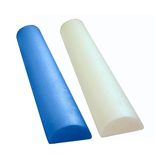 CanDo White PE Foam Rollers for Exercise, Finess, Muscle Restoration, Massage Therapy, Sport Recovery and Physical Therapy for Home, Clinics, Professional Therapy Half-Round 6" x 24"