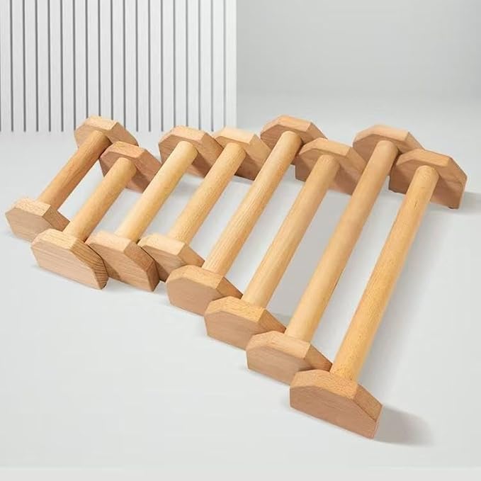 2PCS Wooden Parallettes Push up Bars,Non-Slip Base Exercise Home Workout Equipment,Calisthenics Bar - Handstand Blocks and Pushup Handles for Home Gym, Calisthenics & Strength Training