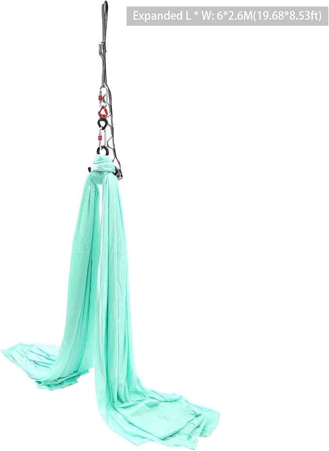 6M Aerial Silks Equipment Pilates Hanging Swing Rope Yoga Starter Set for Home Yoga Hammock Practice Kit for Aerial Dance w/360° Swivel Connector, 200kg Capacity