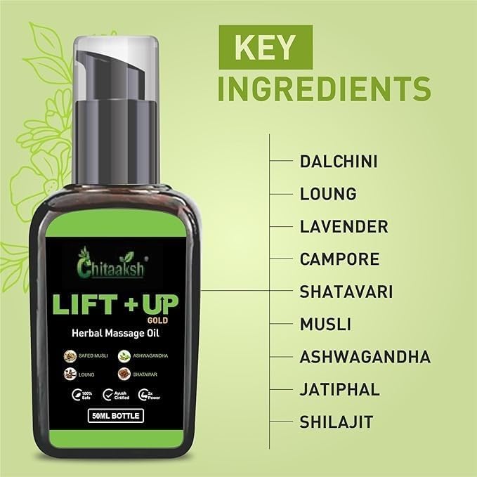 Lift Up Herbal Massage Oil| Pure and Natural Massage Oil for Men | Ayurvedic Lift UP Oil for Men| 50ml (Pack of 1)