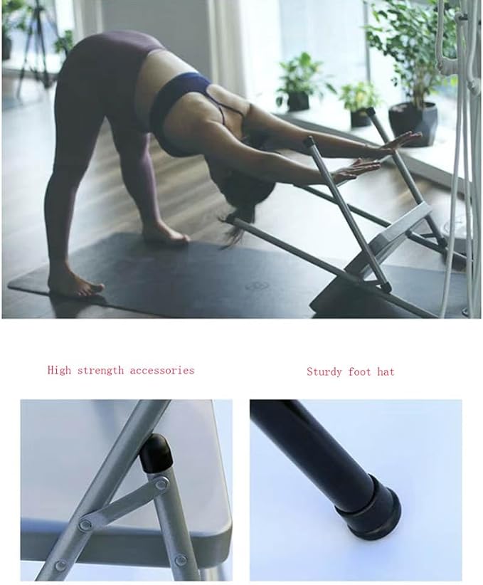 Silver Yoga Chair,Pilates Chair,Yoga Chair Iyengar,Backless Yoga Chair Prop,Foldable and Portable Folding Stools for Yoga,Silver white-88cm×48cm