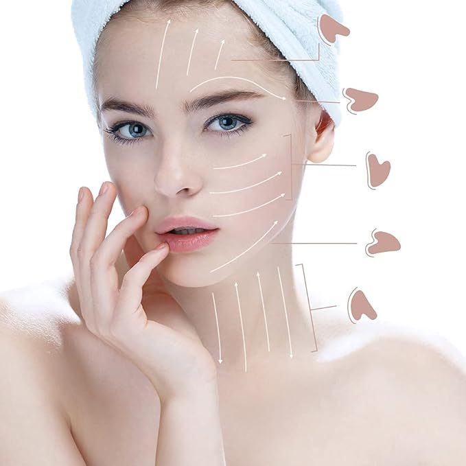 Rosy Finch Gua Sha Massager Tool, Jade Stone Guasha Scraping Massage Tool Jade Roller Massager for Face, Eye Neck Body Muscle Relaxing
