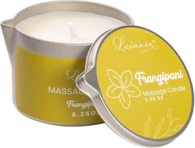 Massage Candle for Body Treatment-Jojoba Oil Infused Nourishing Lotion Candle Gift 6.35OZ (Frangipani Scent)