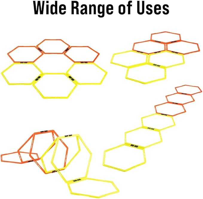 Japard Hex Agility Rings for Speed Training & Agility Footwork Training Speed Hurdles Ladder with Carrying Bag
