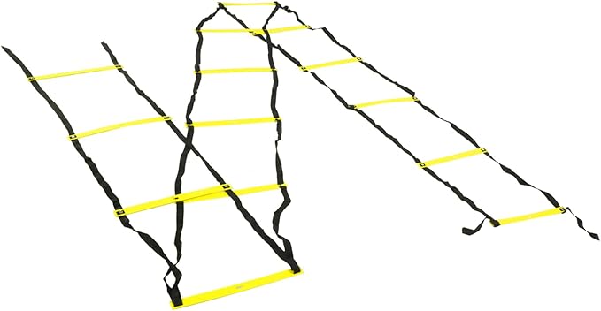7M 14 Rung Agility Speed Ladder Stairs, Adjustable Training Ladder for Soccer Football Fitness, Non - Slip PP Agility Ladder with Angle Markers for Athletes and Coaches