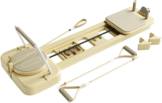 Pilates Board, Foldable Pilates Reformer Set for Home Workout with Timer, Multifunctional Portable Reformer Pilates Machine at Home Pilates Equipment