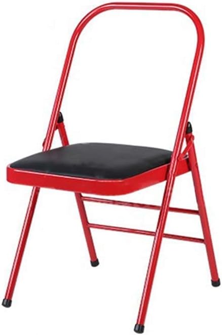 Yoga Chair Head Stand Reinforced Folding Yoga Chair Steel Pipe Yoga Chair Auxiliary Tool Faux Leather Yoga Chair (Color : Red) Colour:Red (Color : Brown) (Red/Black)