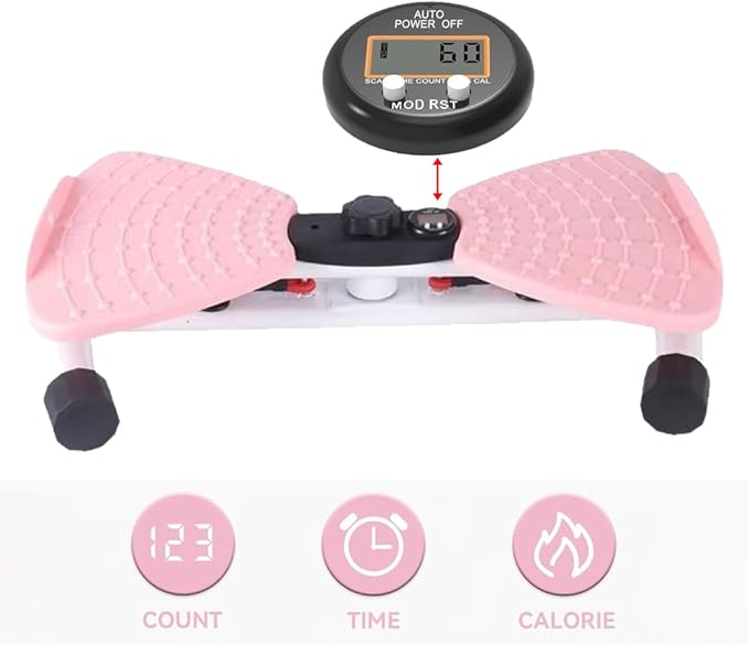 Mute Waist Twister Board, 3-Level Adjustable Ab Workout Machine for Women Men, Noiseless Exercise Twist Board for Home Gym, 330 lbs Capacity, Digital Timer
