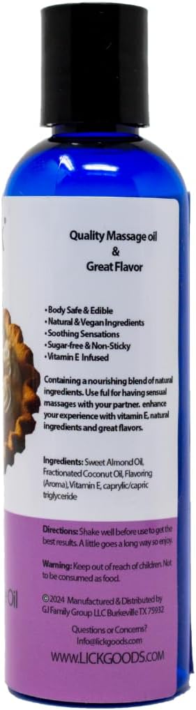 Lick Coconut Cream Indulgence Flavored Massage Oil – Vegan-Friendly, Non-Sticky, Tropical Scent, 4 oz
