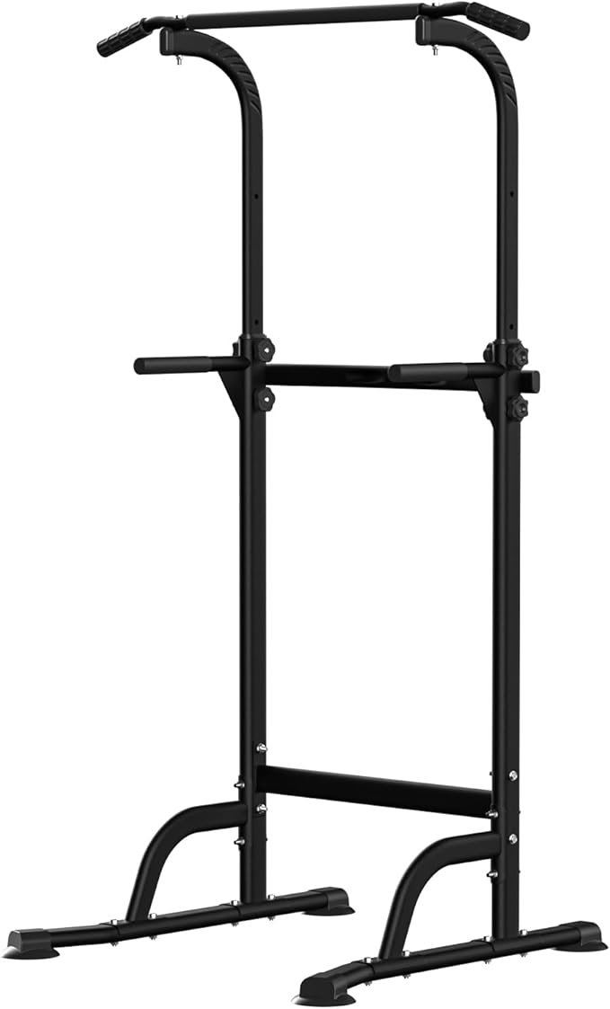 Power Tower Pull Up Bar, Workout Dip Station for Home Gym, Portable Pull-up Bar Station Station with 10 Gears Adjustment, Strength Training Fitness Equipment, Bearing 330LBS Black