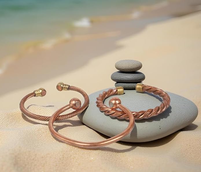 Copper Bracelet Tibetan Style. Hand Forged with Solid and High Gauge Copper Jewelry Cuff for Women Men. Combo of Different Designs