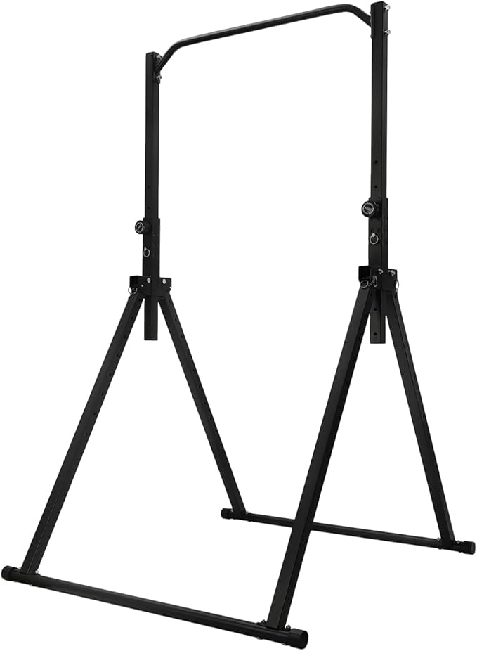 Foldable Pull Up Bar Station, Adjustable Multifunctional Fitness Tower Station, Power Tower Dip Bar for Pull-up Push-up, Home Gym Strength Training Workout Equipment, 440lbs Support Weight