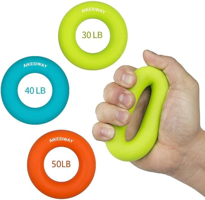 Grip Strength Trainer,Hand Grip Strengthener,Forearm Grip Workout - Grip Trainer Silicone Rings for Rock Climbing, Athletes & Stress Relief & Rehabilitation, 3 Resistance Levels(3 PCS)