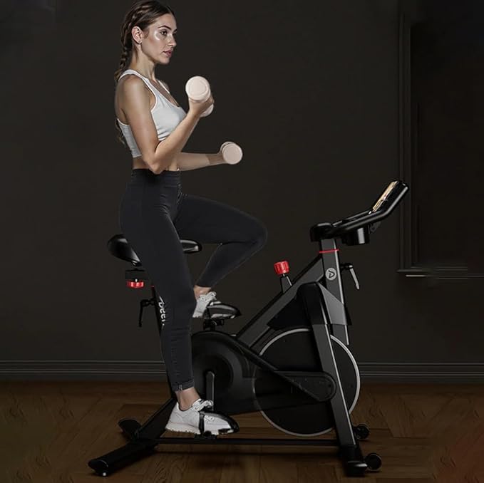 DeerRun Exercise Bike, Indoor Cycling Bike with Adjustable Magnetic Resistance, Low-Noise Belt Drive Stationary Bike for Home Cardio, 300 lb Capacity, Device Mount & LCD Monitor