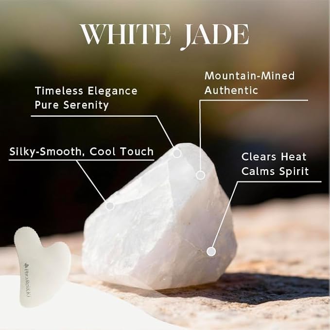 Phra Rei&Ki] Gua Sha Facial Tools, Customed Natural Jade Stone, Gua Sha Tool for Face, Manual Massage Tool for Jawline Sculpting, Puffiness Reducing and Face Lifting, Massager for Skin-Care