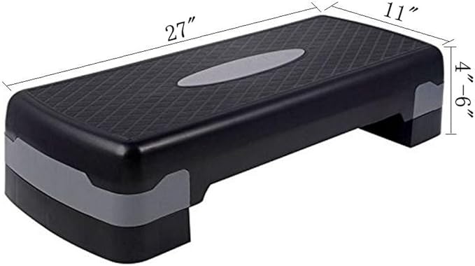 27" Adjustable Exercise Equipment Step Platform For Sports & Fitness (black & grey)
