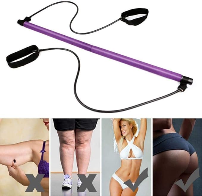 qiuqiu Pilates Resistance Band, Portable Yoga Exercise Pilates Rod Long Resistance Band,Yoga Exercise Rod Chest Expander, Fitness Equipment for Body parsimonious