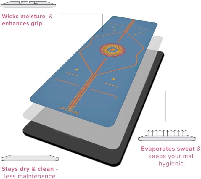 Liforme Printed Yoga Mat Collection - Free Yoga Bag Included - Patented Alignment System, Warrior-like Grip, Non-Slip, Eco-friendly, Sweat-resistant, Long, Wide and Thick for Comfort