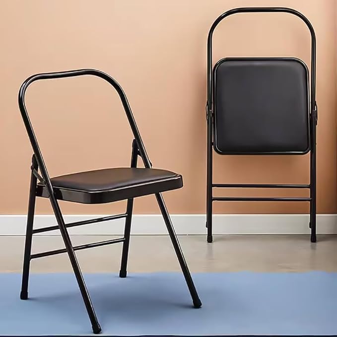 Pilates Yoga Chair,Premium Backless Metal Yoga Chair,Iyengar Auxiliary Chair Suitable for A Variety of Yoga Practices,Black